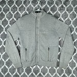 MG Black Label Cardigan Sweater Men‎ Size Small Gray Quilt Lined jacket Button